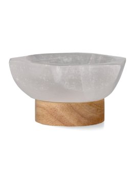 Portagioie in Selenite su Base Led in Legno - 2