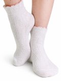 Calzini Corti in Cotone e Lino con Polso a Fiore - Bianco e Rosa