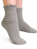 Calzini Corti in Cotone e Lino con Polso a Fiore - Grigio