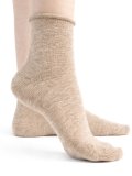 Calzini Donna Corti in Cotone e Seta Biologico Taglio Vivo - Beige